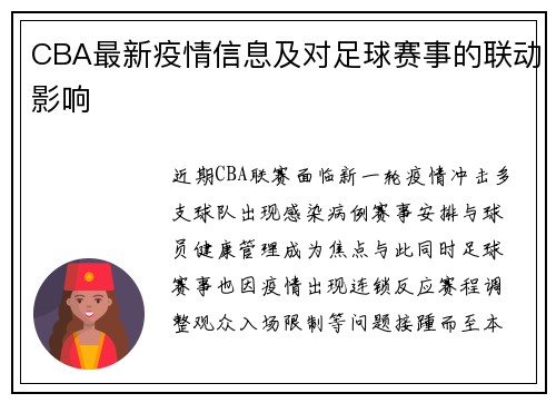 CBA最新疫情信息及对足球赛事的联动影响